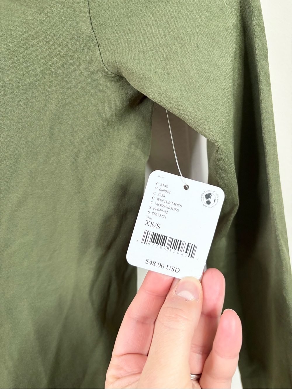 Free People low back seamless long sleeve shirt size XS/SM new hunter green - Picture 6 of 7